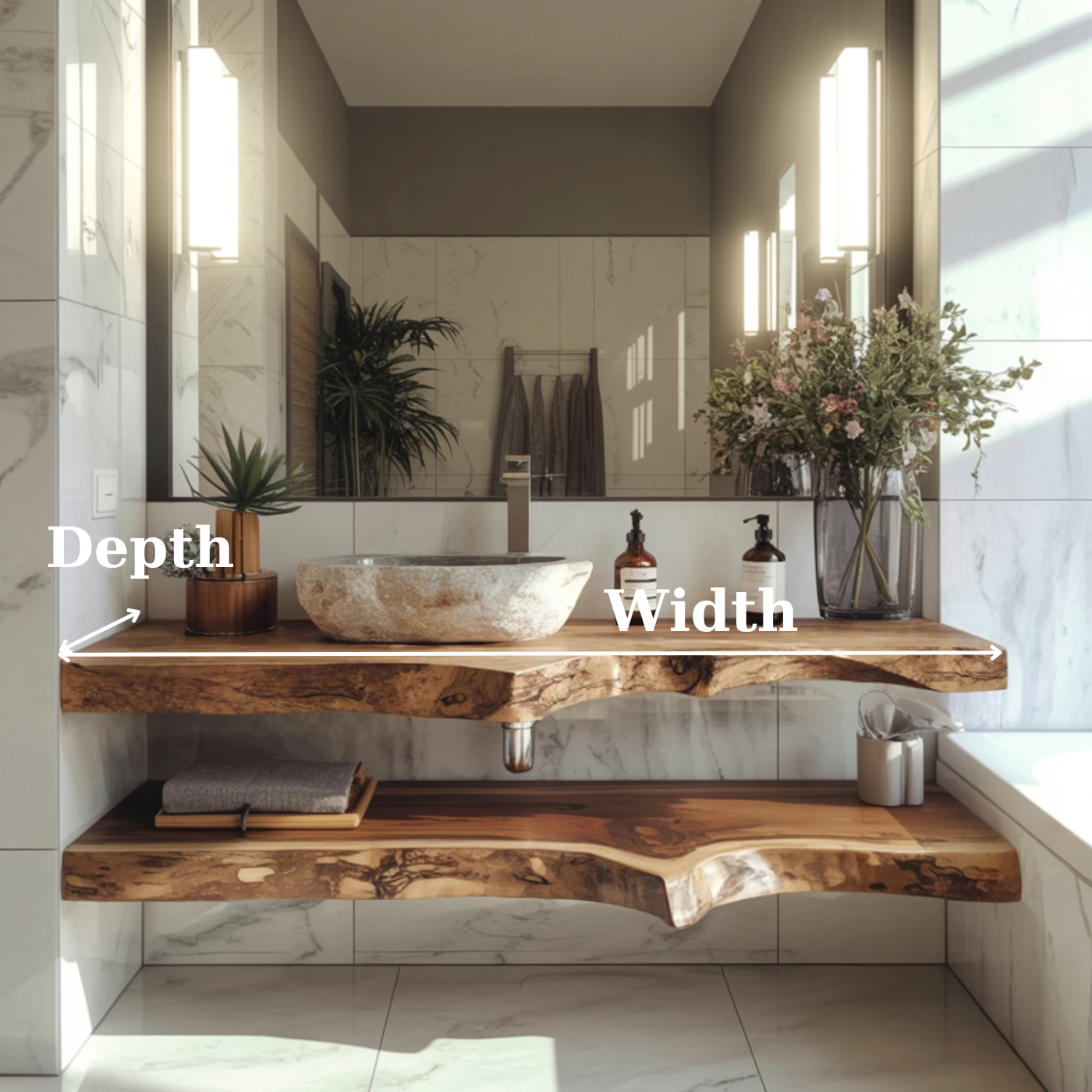 Handcrafted Solid Wood Floating Vanity – Live Edge Two-Tier Console Lynnsnail