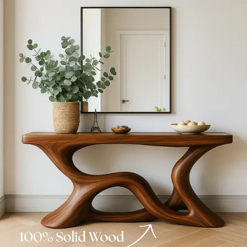 Handcrafted Solid Wood Eclipse Console Table – Modern Organic Form Lynnsnail