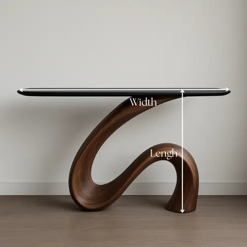 Handcrafted Solid Wood Waveform Console Table – Modern Sculptural Elegance Lynnsnail