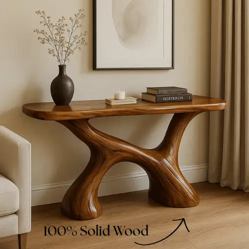 Handcrafted Solid Wood Harmony Console Table – Modern Organic Design Lynnsnail