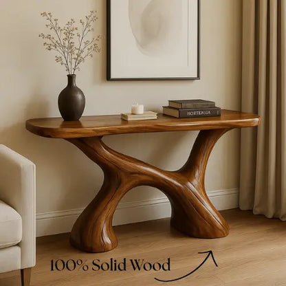 Handcrafted Solid Wood Harmony Console Table – Modern Organic Design Lynnsnail