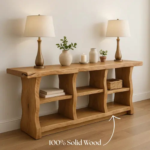 Handcrafted Solid Wood Sculptural Console Table – Organic Modern Design Lynnsnail