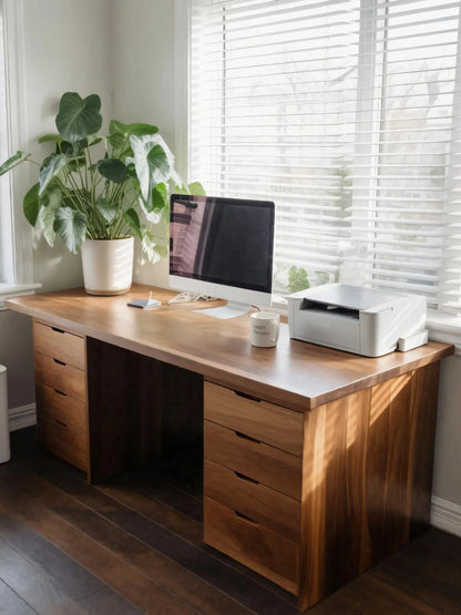 Modern Desk With Multiple Drawers For Home Office Lynnsnail