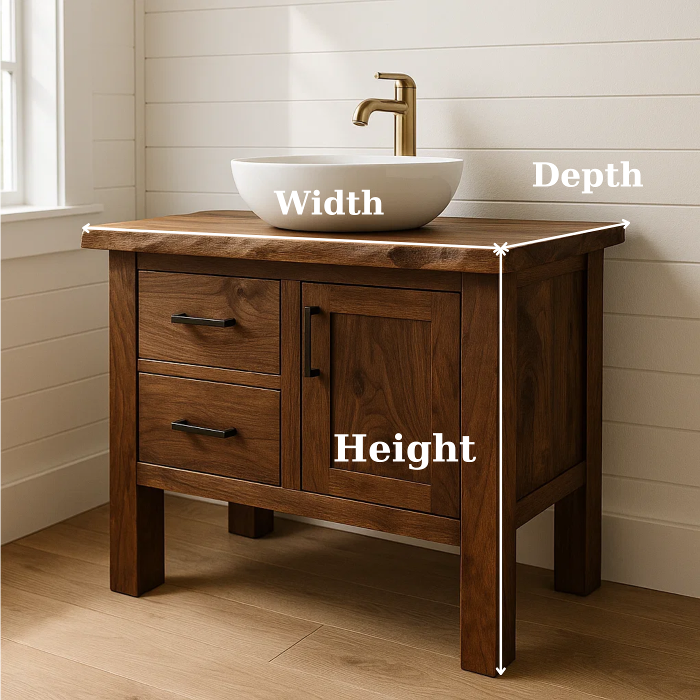 Handcrafted Solid Wood Bathroom Vanity - Live Edge Cabinet with Storage Lynnsnail