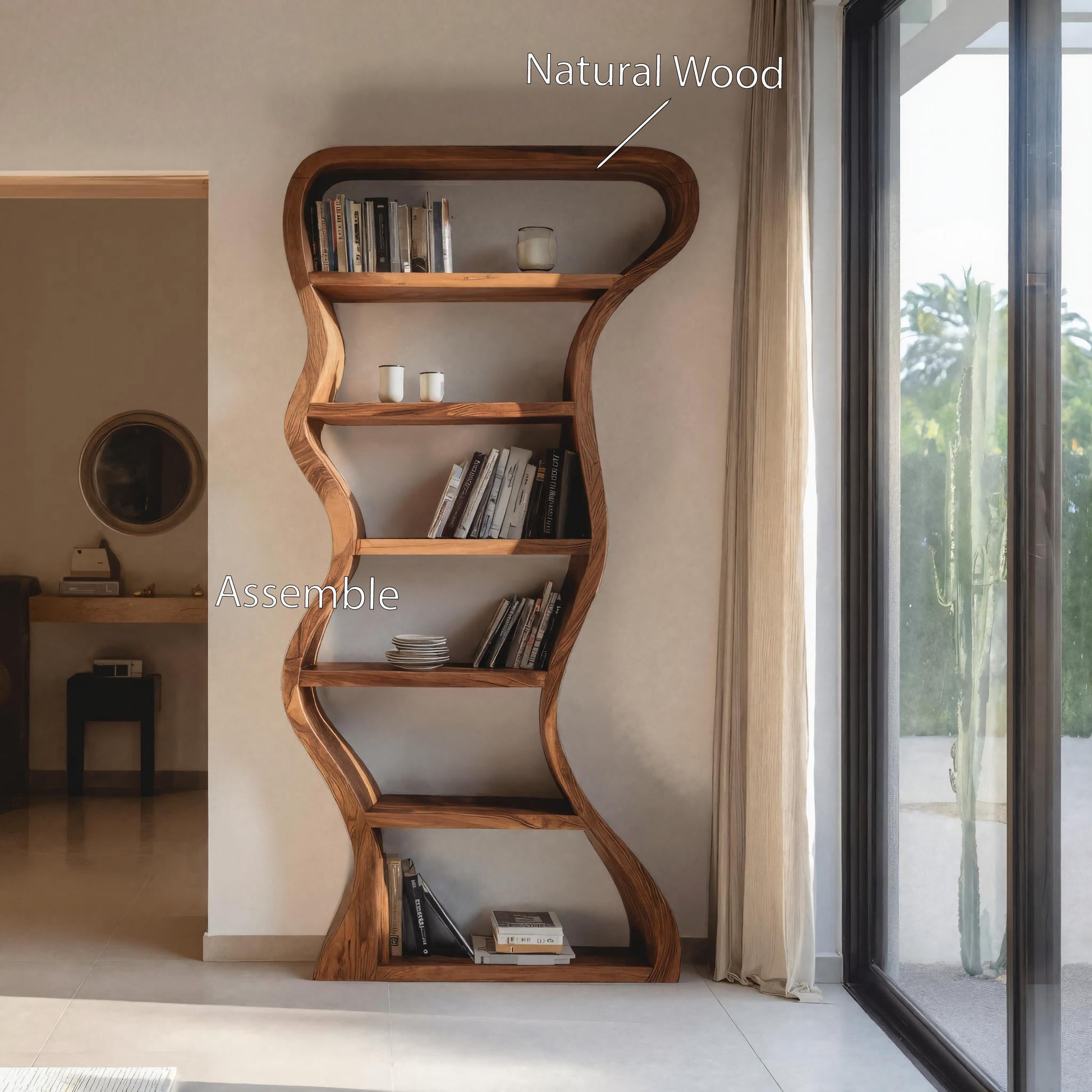 Organic Sculpture Wavy Bookshelf For Living Room Or Office Furniture Lynnsnail