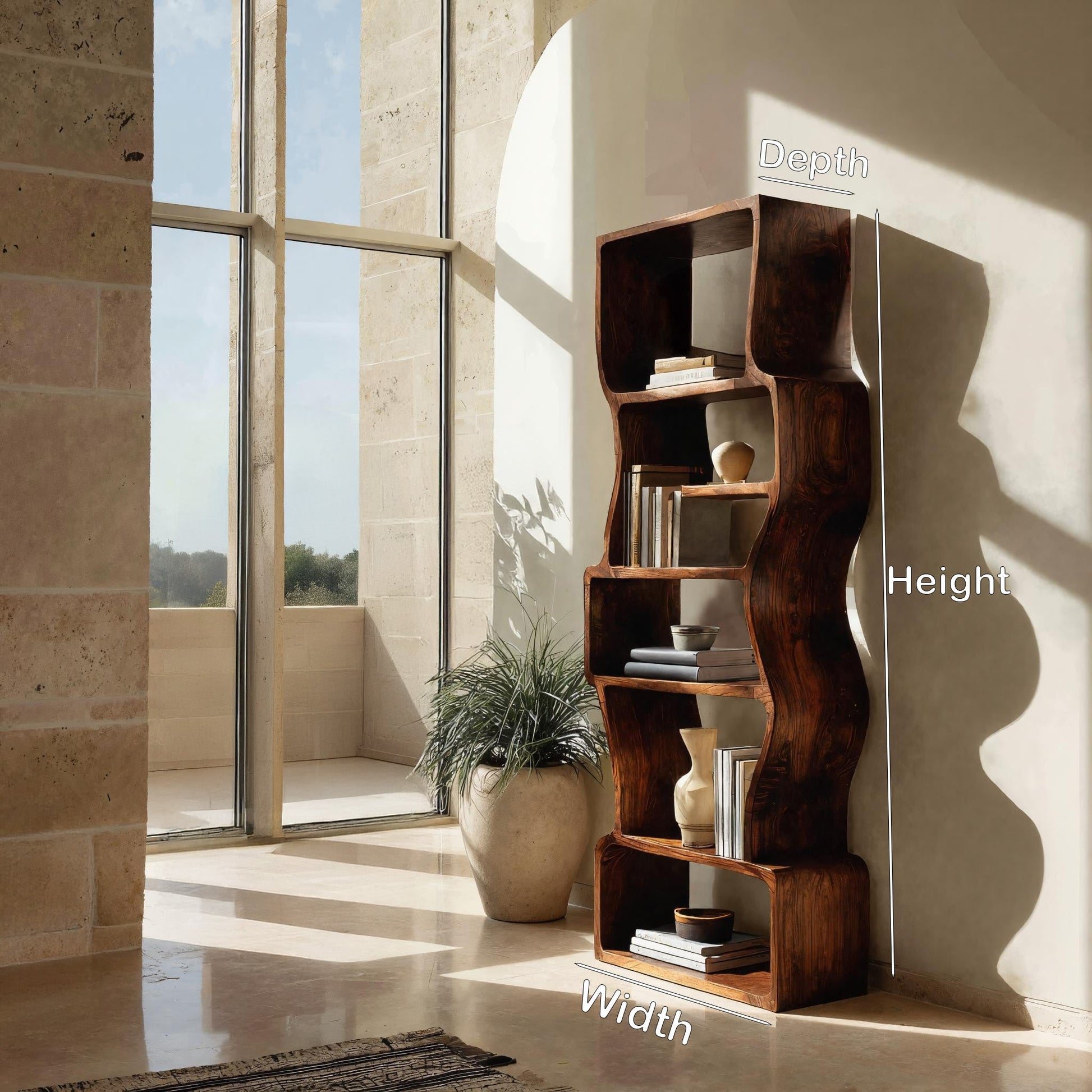 Organic Sculptural Wooden Bookcase For Modern Home Lynnsnail