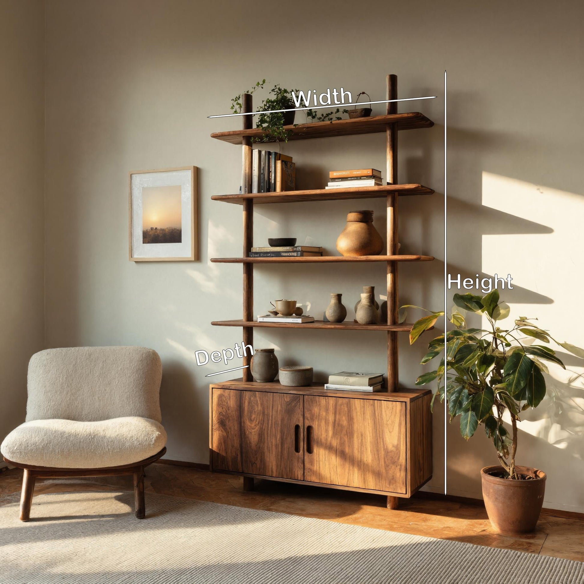 Mid Century Wooden Bookcase With Closed Storage For Living Lynnsnail