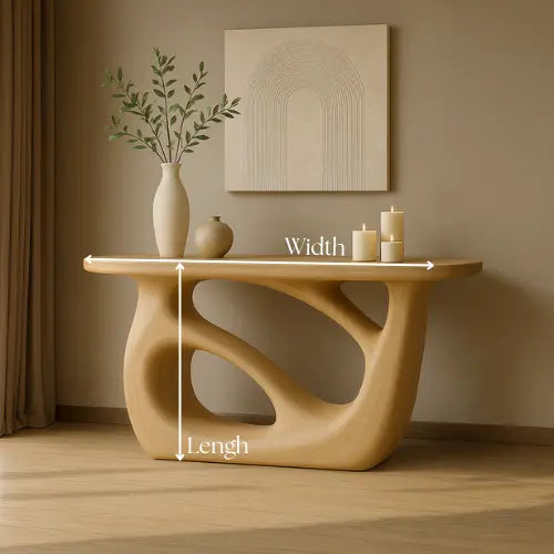 Handcrafted Solid Wood Sculptural Console Table – Light Oak Organic Form Lynnsnail