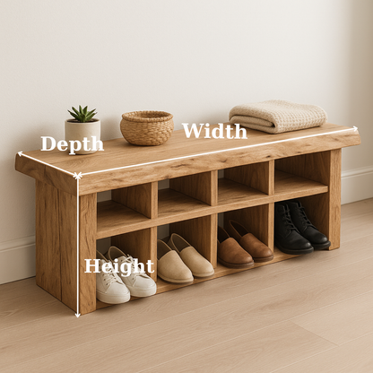 Handcrafted Solid Wood Bench with Shoe Compartments – Modern Rustic Hallway Storage Lynnsnail