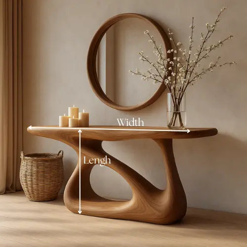 Handcrafted Solid Wood Bloom Console Table – Modern Organic Sculpture Lynnsnail
