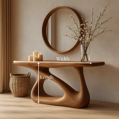 Handcrafted Solid Wood Bloom Console Table – Modern Organic Sculpture Lynnsnail