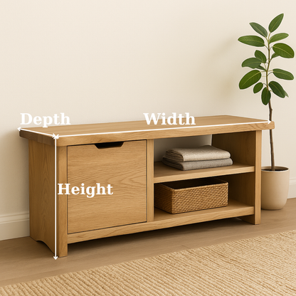 Handcrafted Solid Wood Bench – Oak Entryway Storage Bench & Cabinet Lynnsnail