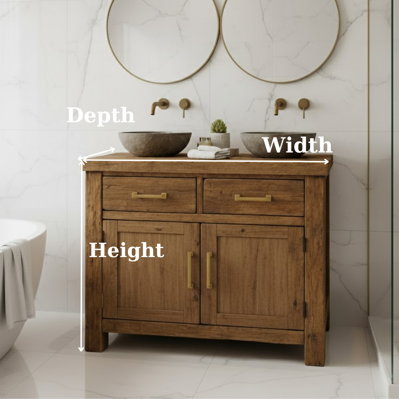 Handcrafted Solid Wood Bathroom Vanity - Rustic Double Sink Console Lynnsnail