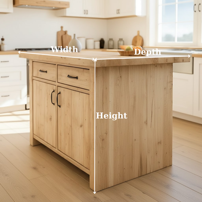 Handcrafted Solid Wood Kitchen Island with Dual Drawers and Spacious Cabinet Storage Lynnsnail