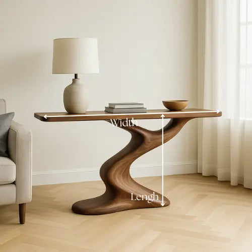Handcrafted Solid Wood Wave Console Table – Contemporary Organic Form Lynnsnail