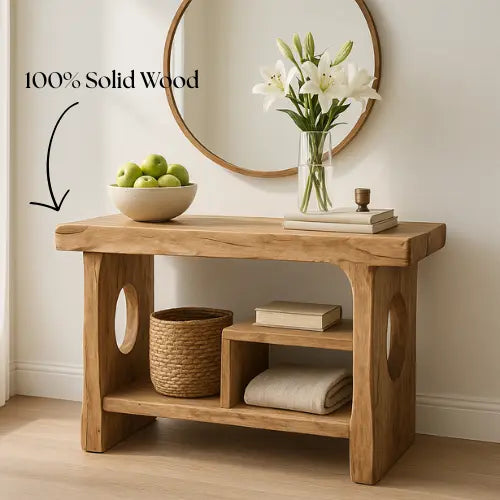 Handcrafted Solid Wood Sculptural Console Table – Organic Contemporary Form Lynnsnail