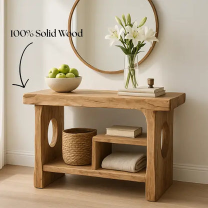 Handcrafted Solid Wood Sculptural Console Table – Organic Contemporary Form Lynnsnail