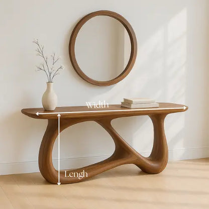 Handcrafted Solid Wood Solace Console Table – Contemporary Organic Design Lynnsnail