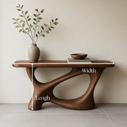Handcrafted Solid Wood Flowcurve Console Table – Modern Organic Design Lynnsnail