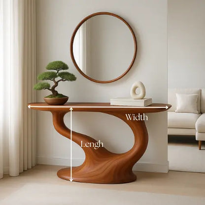 Handcrafted Solid Wood Zenflow Console Table – Modern Organic Form Lynnsnail