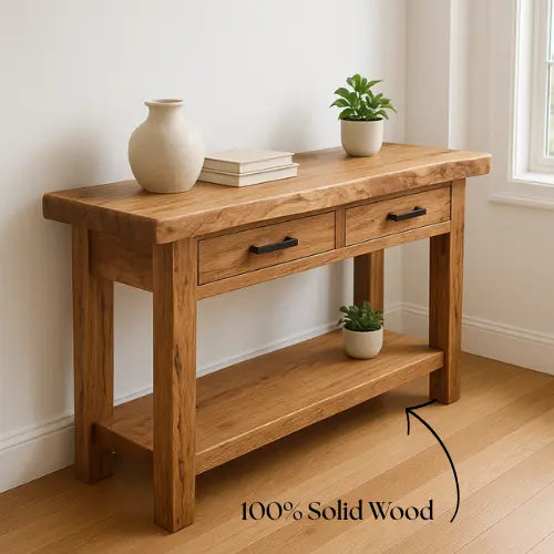 Handcrafted Solid Wood Console Table – Modern Organic Simplicity Lynnsnail