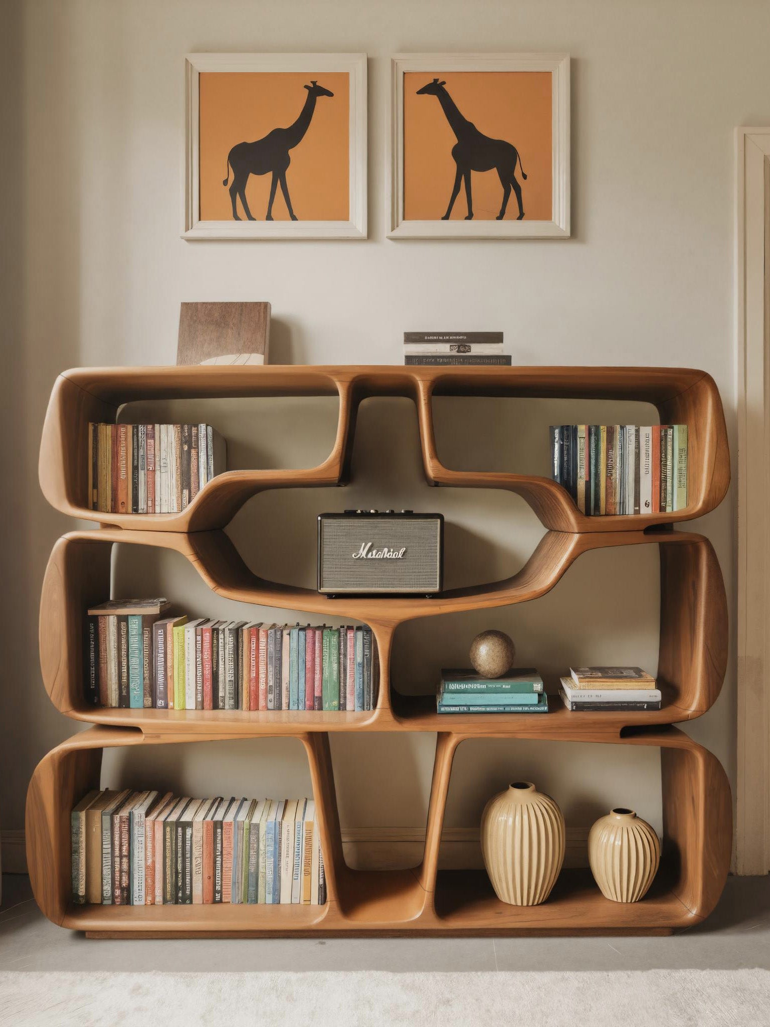 Modern Sculptural Bookshelf With Organic Curves For Living Room Lynnsnail