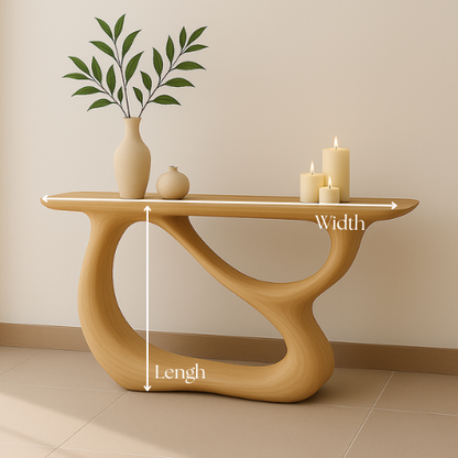 Handcrafted Solid Wood Wave Console Table – Contemporary Light Oak Finish Lynnsnail