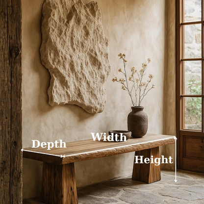 Handcrafted Solid Wood Rustic Bench – Natural Live-Edge Slab Entryway Seating Lynnsnail
