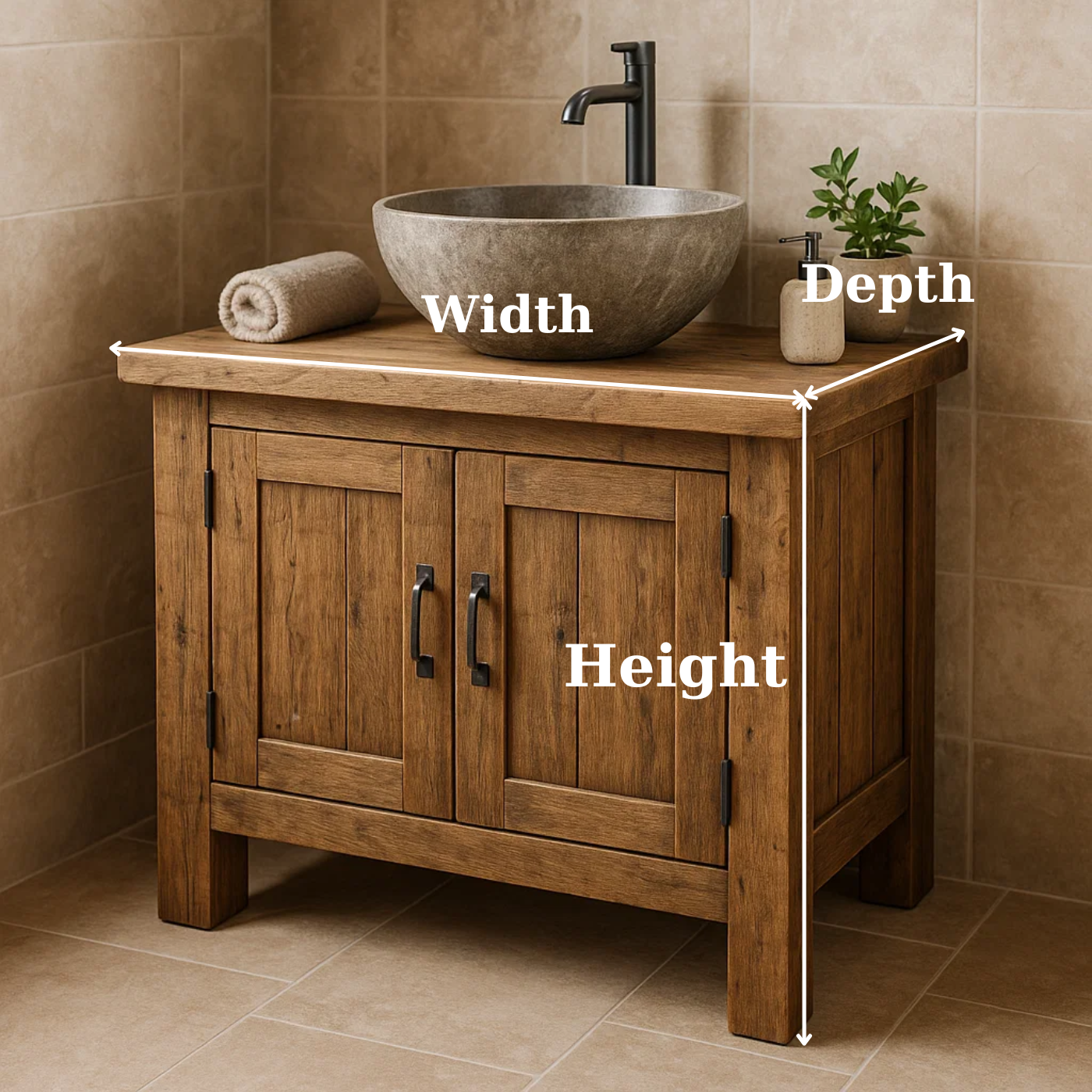 Handcrafted Soild Wood Bathroom Vanity | Compact Single Sink Cabinet Storage Lynnsnail