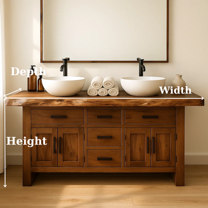 Handcrafted Solid Wood Bathroom Vanity - Live Edge Rustic Cabinet with Doors & Sink Lynnsnail