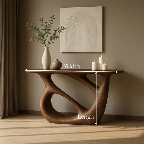 Handcrafted Solid Wood Continuum Console Table – Contemporary Organic Sculpture Lynnsnail