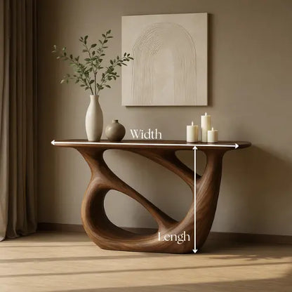 Handcrafted Solid Wood Continuum Console Table – Contemporary Organic Sculpture Lynnsnail