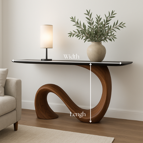 Handcrafted Solid Wood Wave Console Table – Modern Sculptural Form Lynnsnail