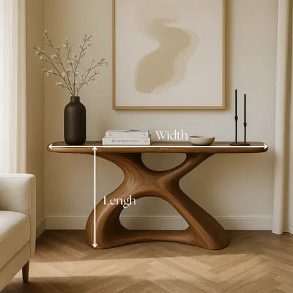 Handcrafted Solid Wood Aura Console Table – Modern Organic Form Lynnsnail
