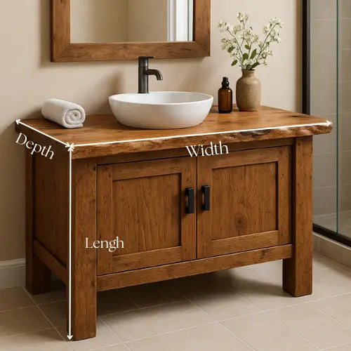 Handcrafted Solid Wood Bathroom Vanity – Live Edge Countertop with Double Door Storage Lynnsnail