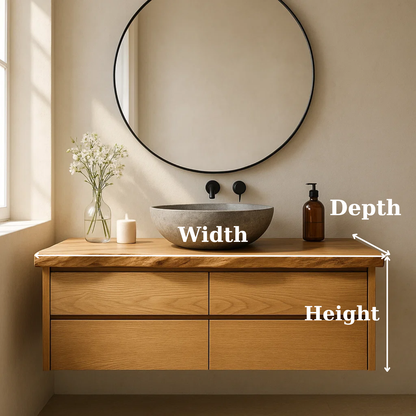 Handcrafted Solid Wood Floating Bathroom Vanity with Live Edge Top - Minimalist Modern Design Lynnsnail