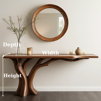 Handcrafted Solid Wood Entryway Console Table with Organic Branch Design Lynnsnail