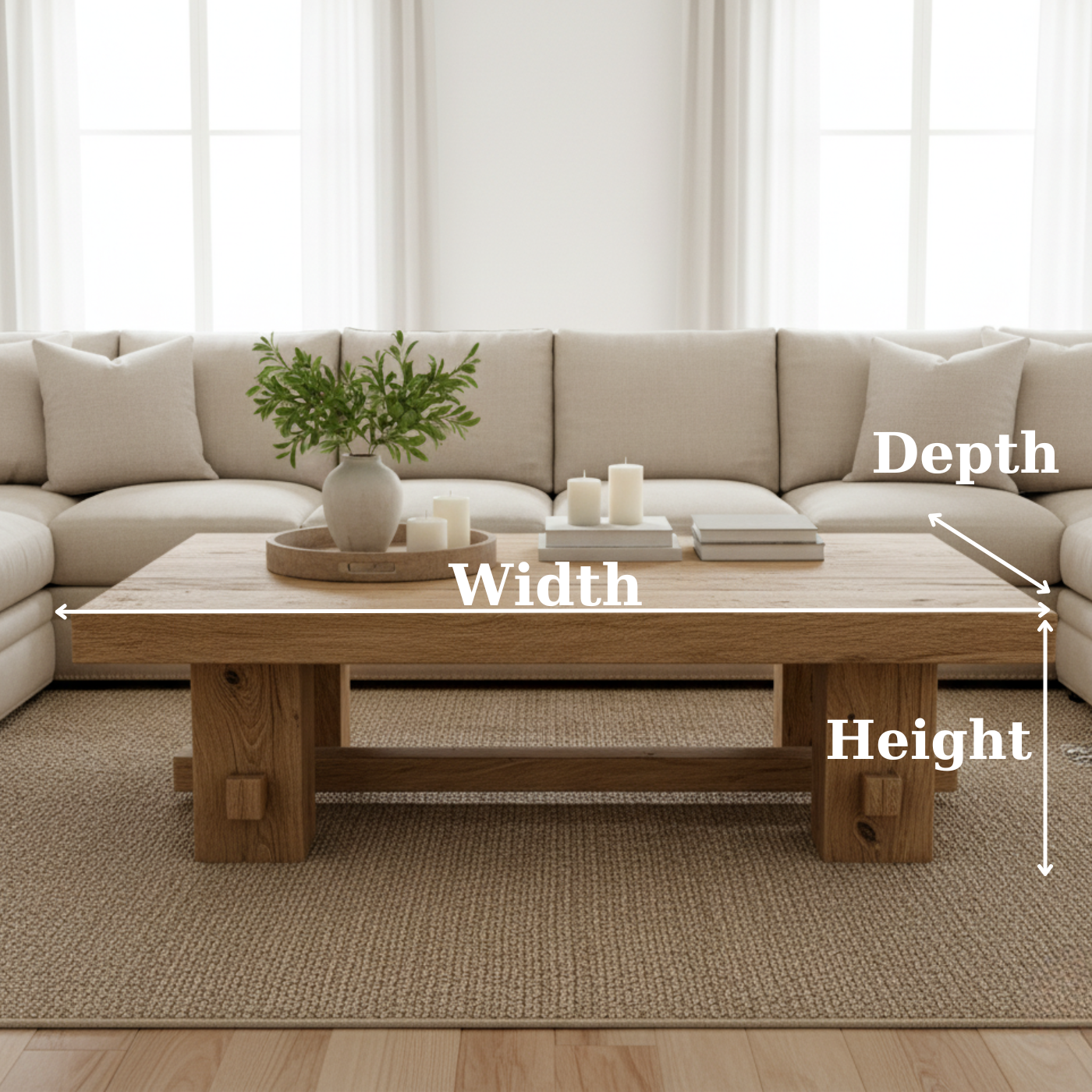 Handcrafted Solid Wood Coffee Table – Rustic Farmhouse Block Design for Living Room Lynnsnail