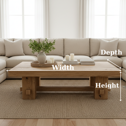 Handcrafted Solid Wood Coffee Table – Rustic Farmhouse Block Design for Living Room Lynnsnail