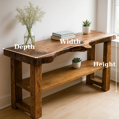 Handcrafted Solid Wood Console Table – Sculptural Organic Live-Edge Design Lynnsnail