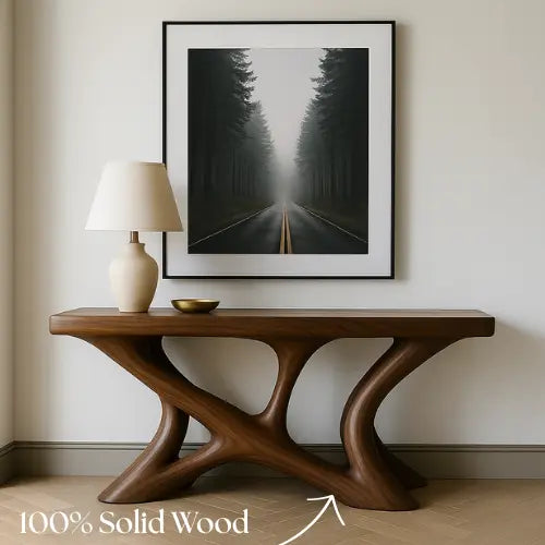Handcrafted Solid Wood Horizon Console Table – Contemporary Organic Design Lynnsnail