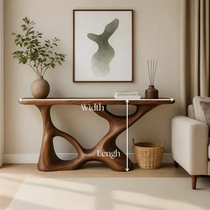 Handcrafted Solid Wood Flux Console Table – Modern Organic Design Lynnsnail