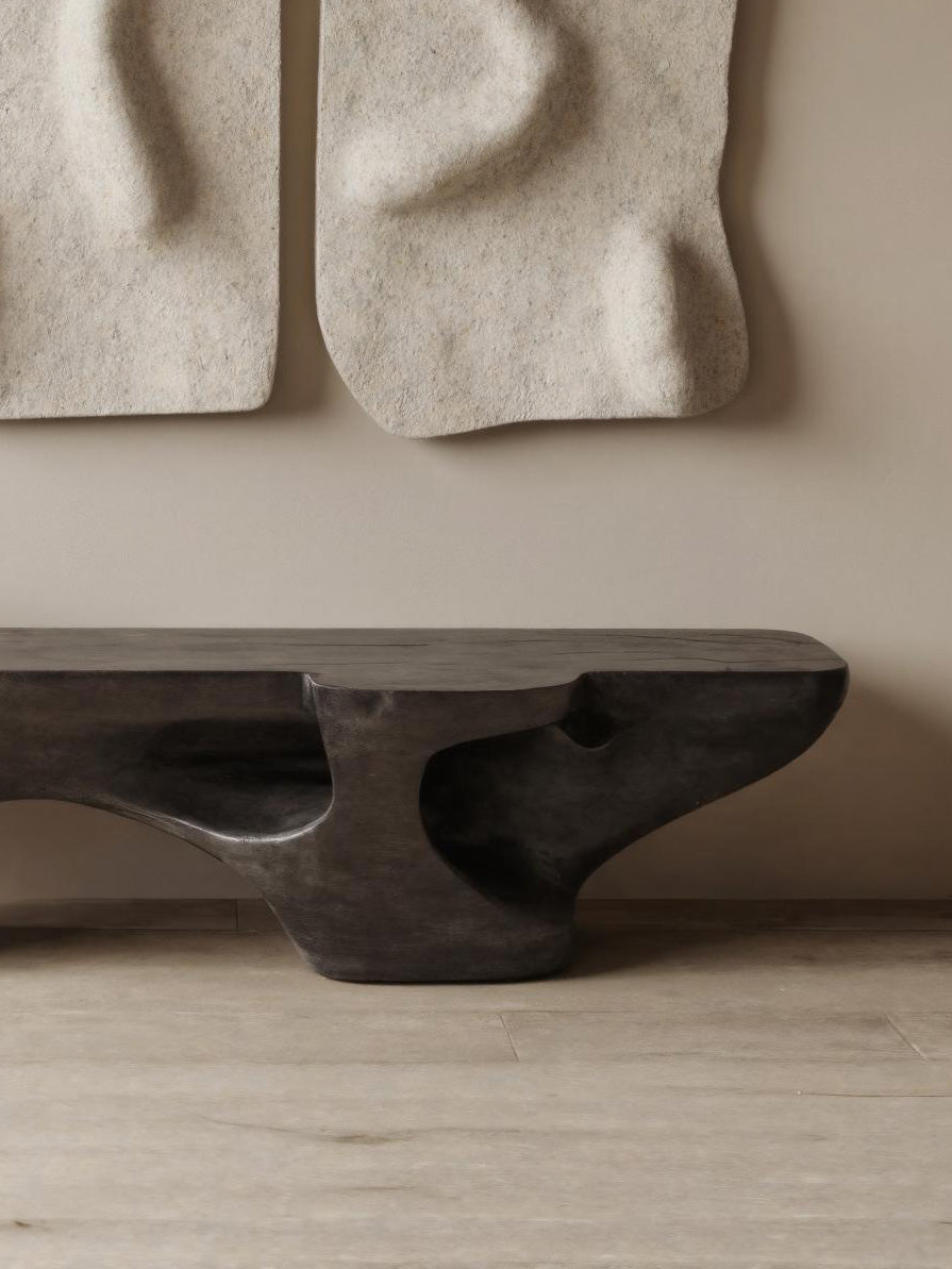 Contemporary Sculptural Bench With Carved Design For Living Room Lynnsnail