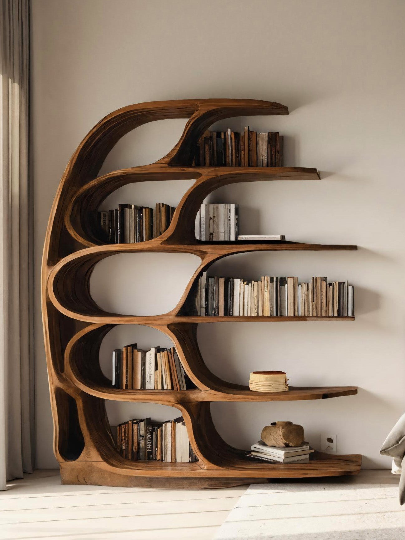 Modern Sculptural Bookshelf For Bedroom Or Living Room Lynnsnail