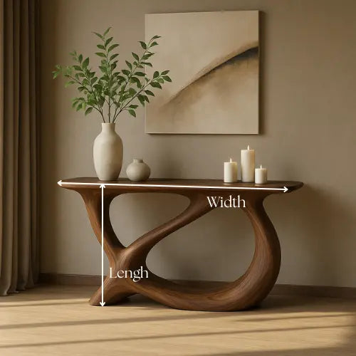 Handcrafted Solid Wood Harmony Console Table – Modern Organic Form Lynnsnail