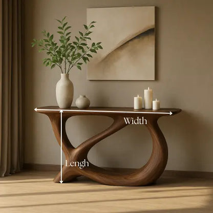 Handcrafted Solid Wood Harmony Console Table – Modern Organic Form Lynnsnail