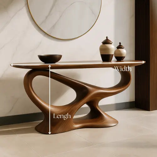 Handcrafted Solid Wood Infinity Console Table – Modern Organic Sculpture Lynnsnail
