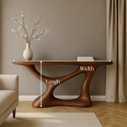Handcrafted Solid Wood Essence Console Table – Modern Organic Sculpture Lynnsnail