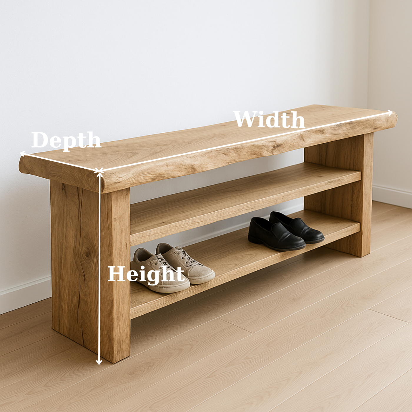 Handcrafted Solid Wood Entryway Bench with Shoe Storage – Natural Live-Edge Design Lynnsnail