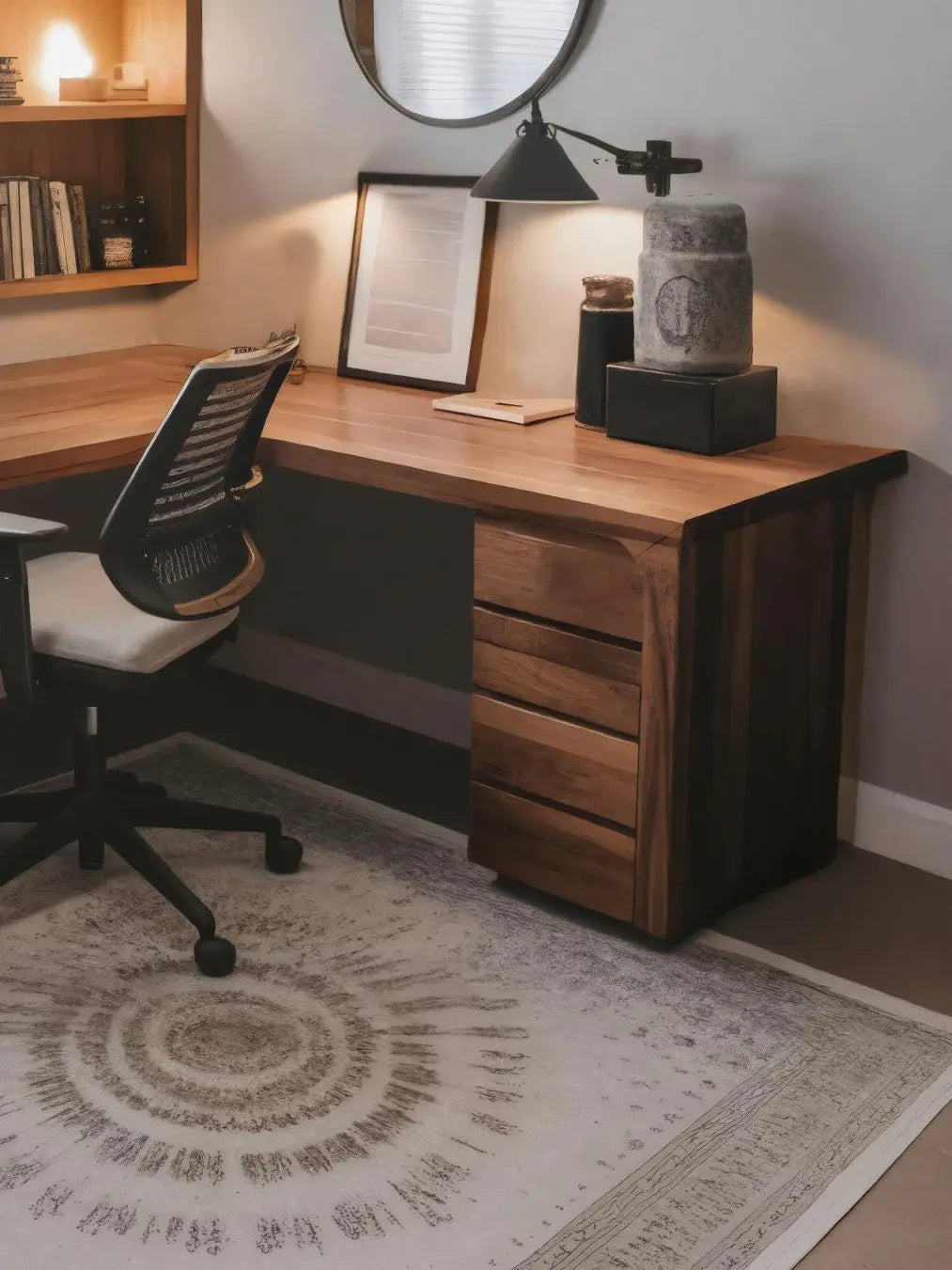 Modern L Shaped Desk with Drawers For Home Office Lynnsnail
